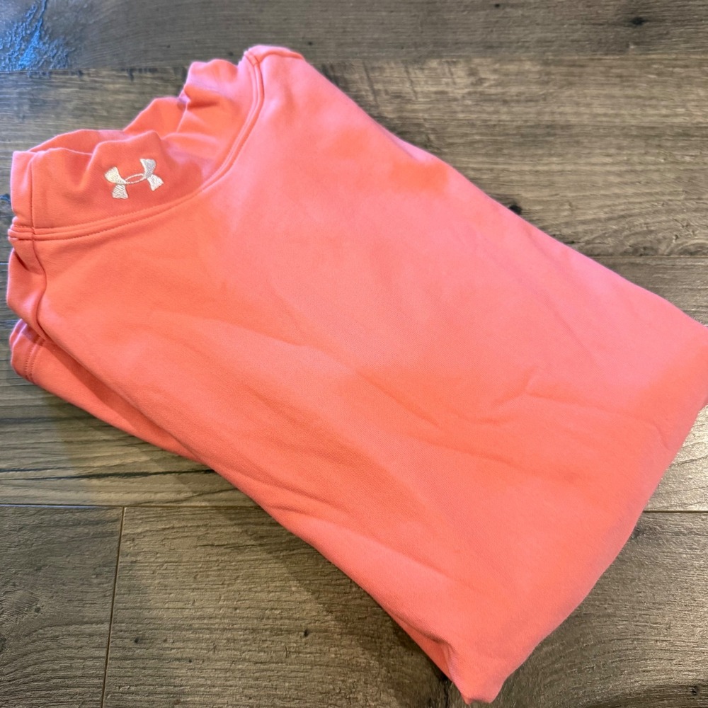 Under Armour ColdGear Mock Neck Long Sleeve Base Layer Top Coral Pink Womens XL